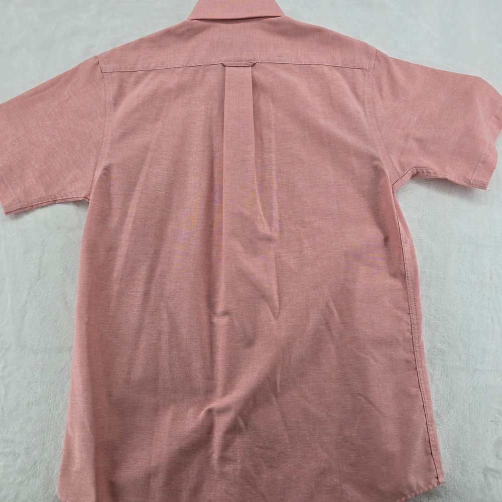 Stafford Button Down Mens 15 Short Sleeve Coral Pink Wrinkle Free Oxford Shirt - Picture 8 of 9